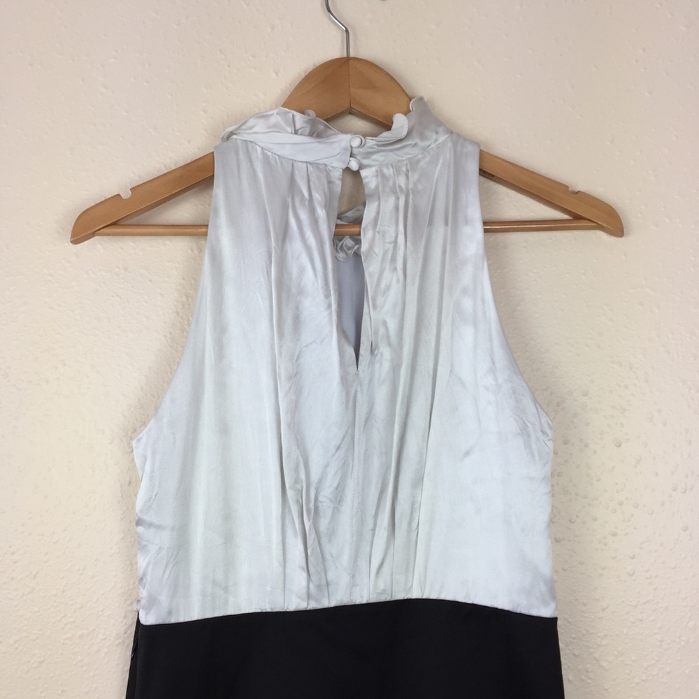BCBG MaxAzria Silk Halter Dress White Black Sz 10 - Picture 5 of 8